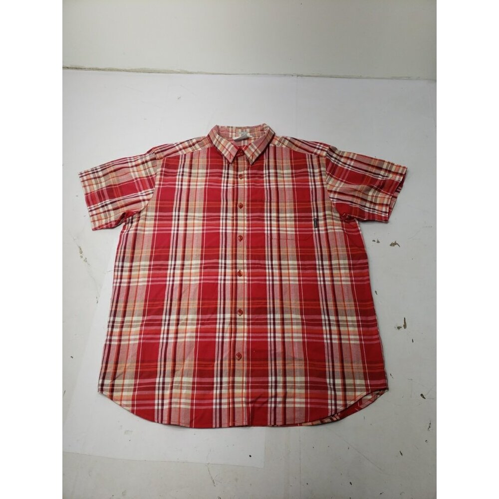Columbia Sportswear Mens Red Regular Fit Short Sleeve Button Up Shirt Size Lg